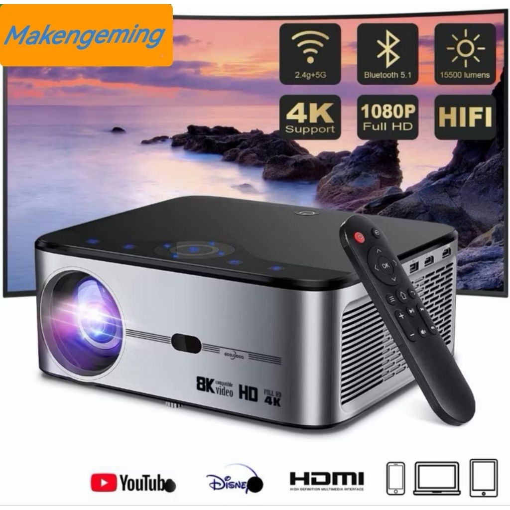 proyektor goojodoq android 4k wifi full hd 15500lm support android