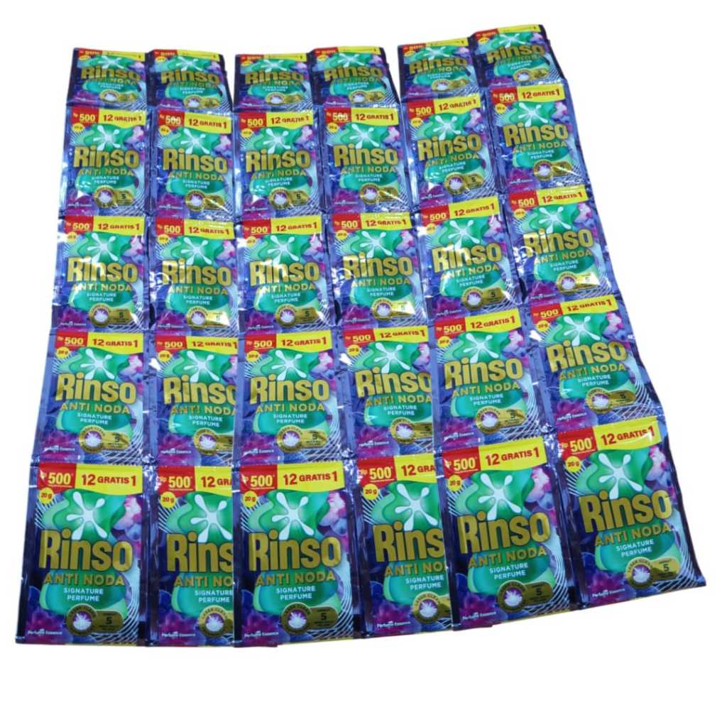 1 Dus Rinso Cair Parfume Esseince Ungu 20grm Isi 96+8 Sachet Kemasan 500 -Pembersih
