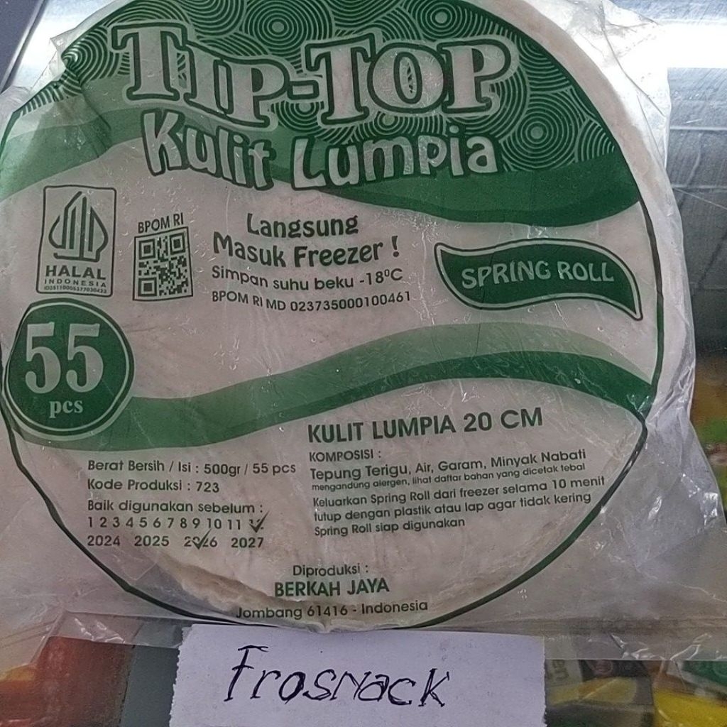 

Tiptop kulit lumpia 20cm isi 55 pcs 500gram