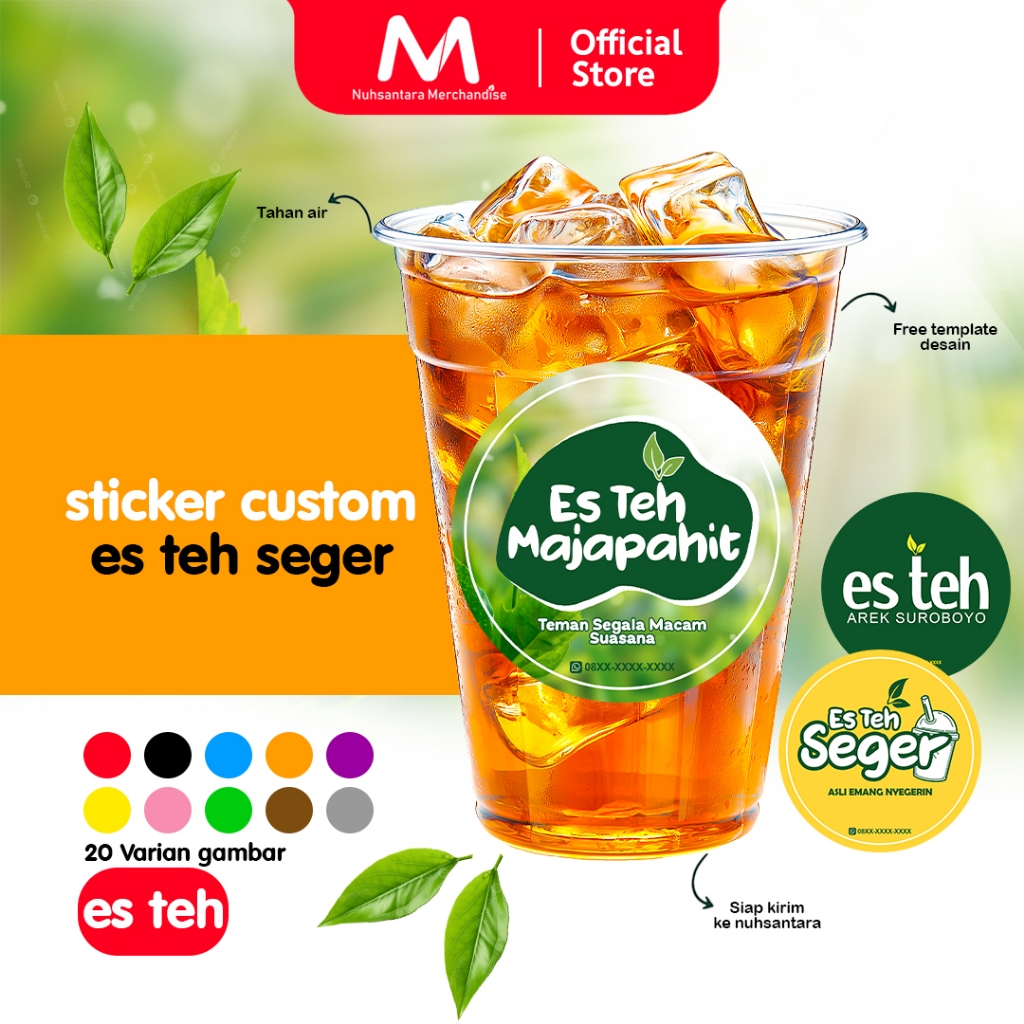 

[ ] CETAK STIKER TRANSPARANT ES TEH - CUSTOM STICKER VINYL BULAT GLOSSY BULAT CUP MINUMAN MAKANAN LABEL KEMASAN BOTOL ES TEH