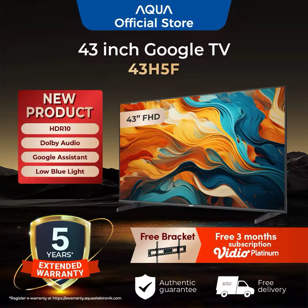 AQUA Elektronik TV 43H5F - FHD HDR - Google TV - RAM 1.5GB ROM 8GB [43 Inch]