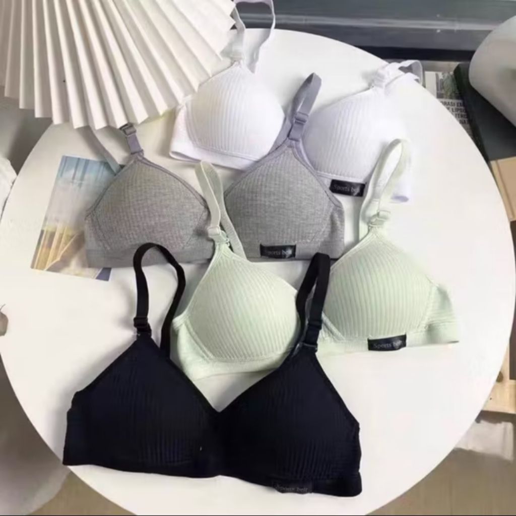 (3PCS) BH BREITEX 2337 Bra Tanpa Kawat Bahan Katun Busa Tipis Kait 3 Bra Harian BH Remaja / Wanita D