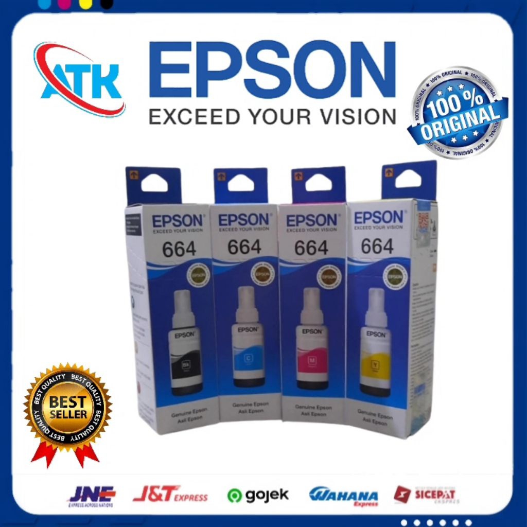 1SET Tinta Epson 664 ORIGINAL For Printer L120 L310 L360 L365 L380 - Hitam