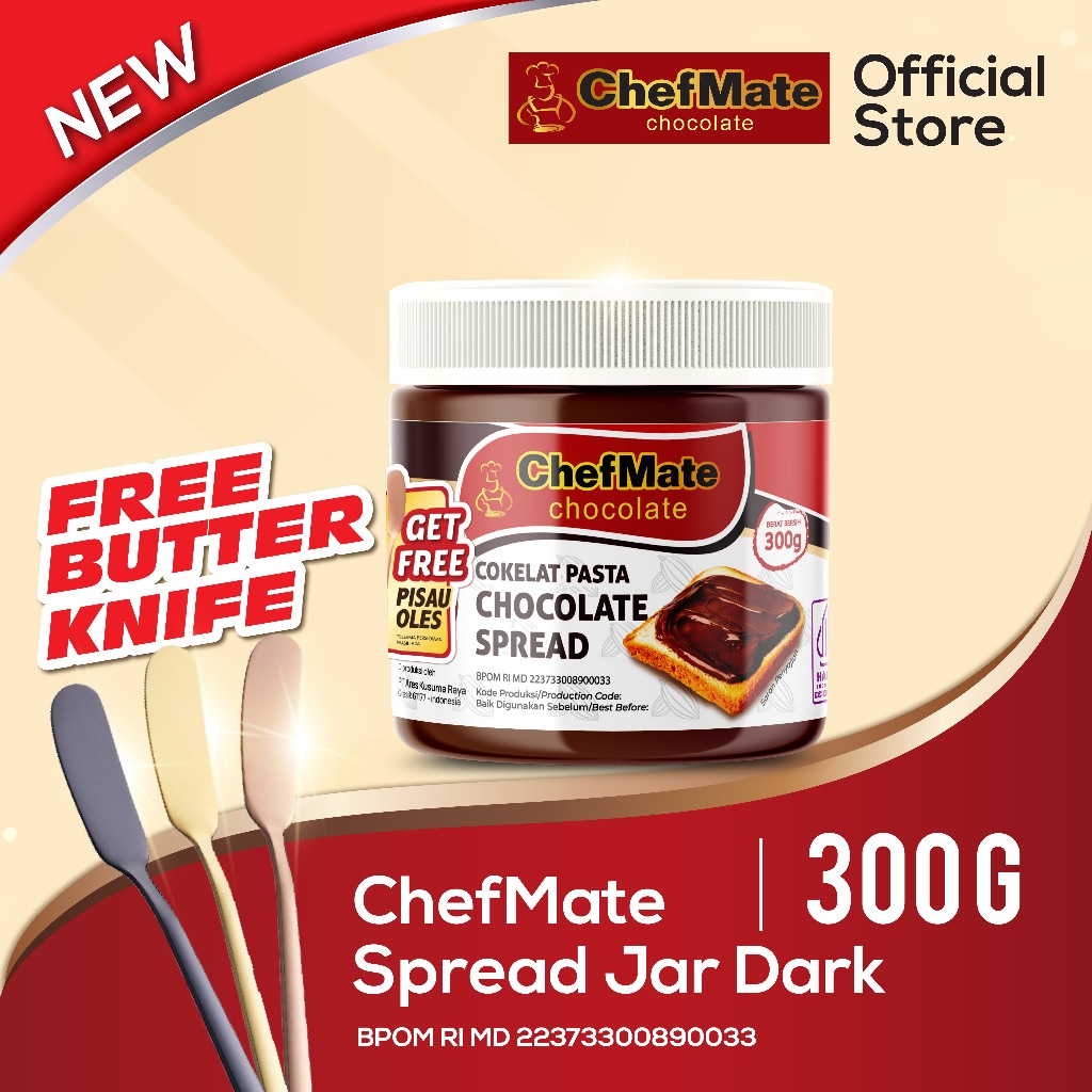 

Chefmate Spread Jar Dark 300 Gram (FREE BONUS PISAU OLES) / Cokelat Oles Premium Chefmate