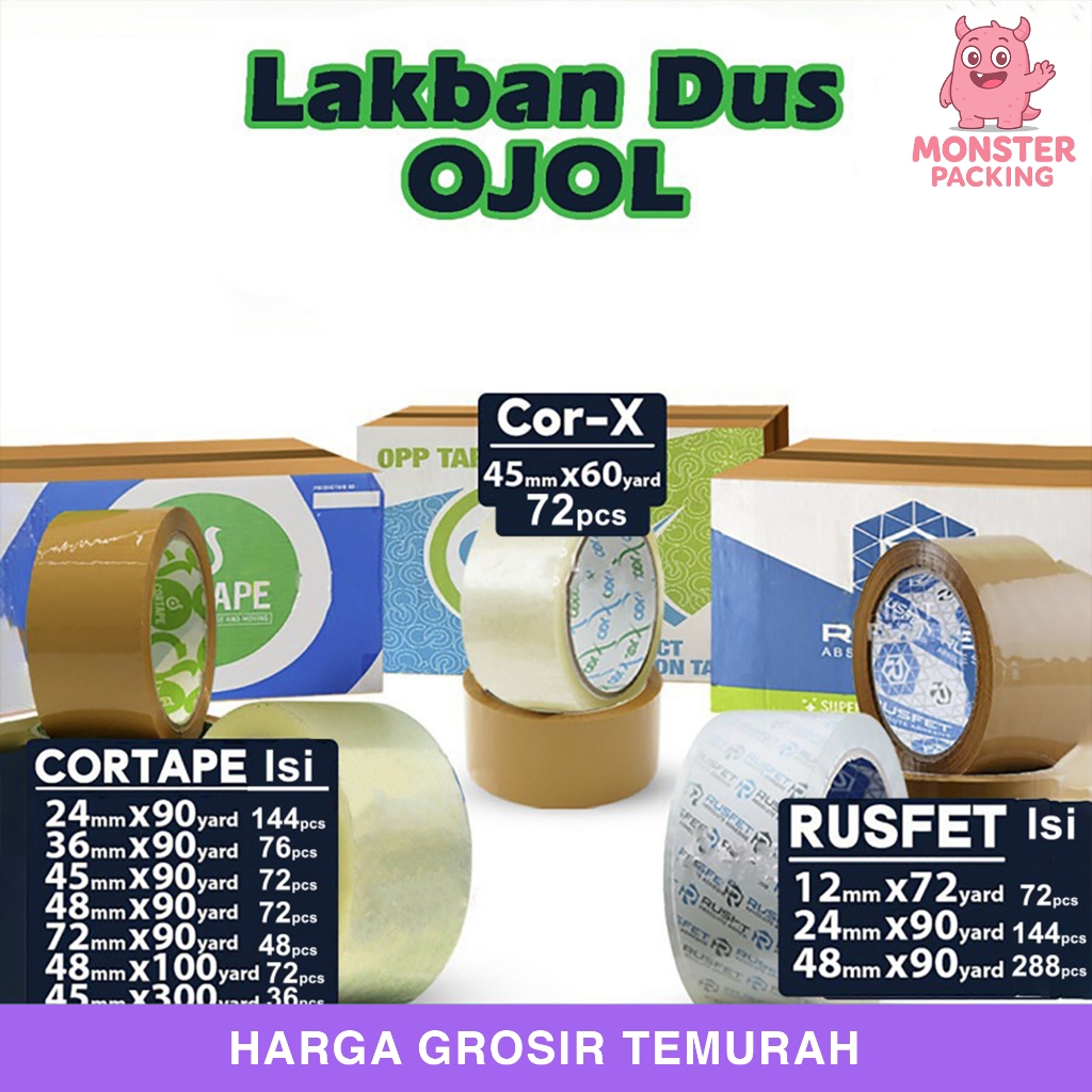 

Lakban Bening Selotip Cokelat Plakban Isolasi Tape OPP DUS OJOL