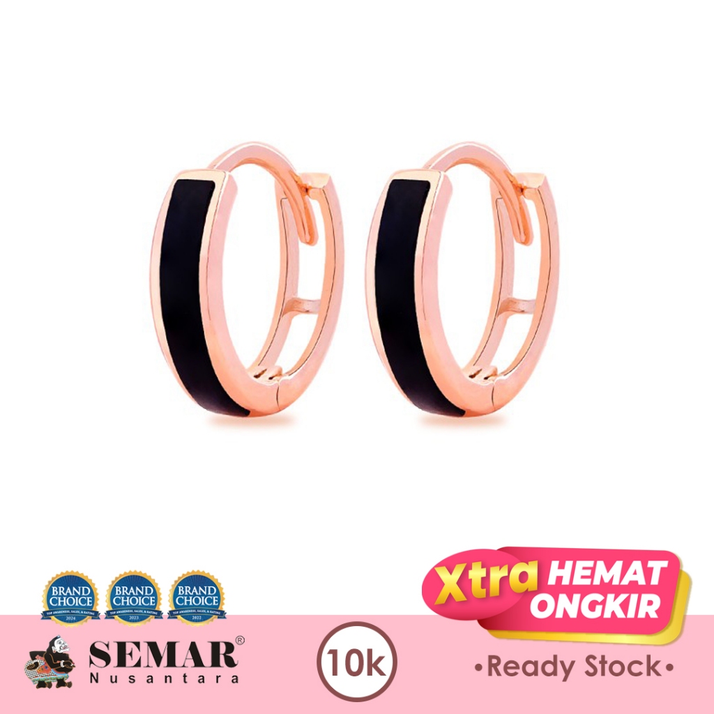 Anting Emas Jepit Rula Black Colour Rose Gold 10K Semar Nusantara