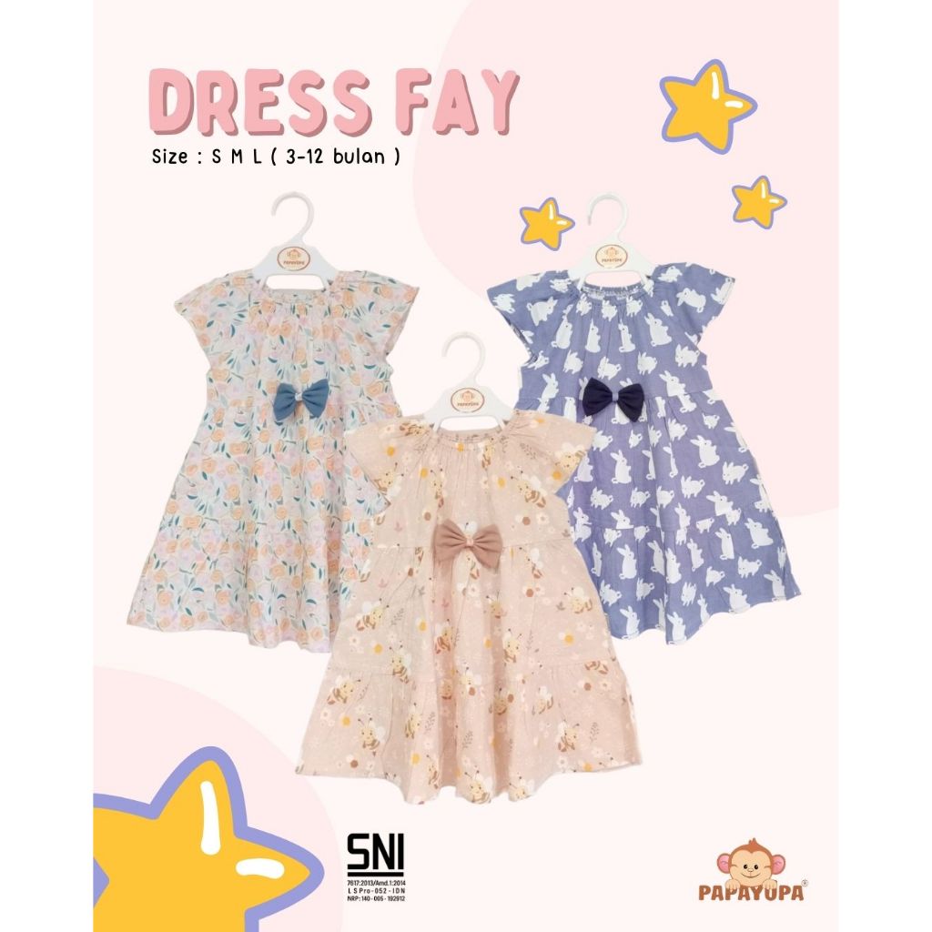 [ PAPAYUPA ] Dress Fay - Dress Anak | Dress Bayi | Baju Bayi | Dress Baby | Baju Baby | Baju Anak