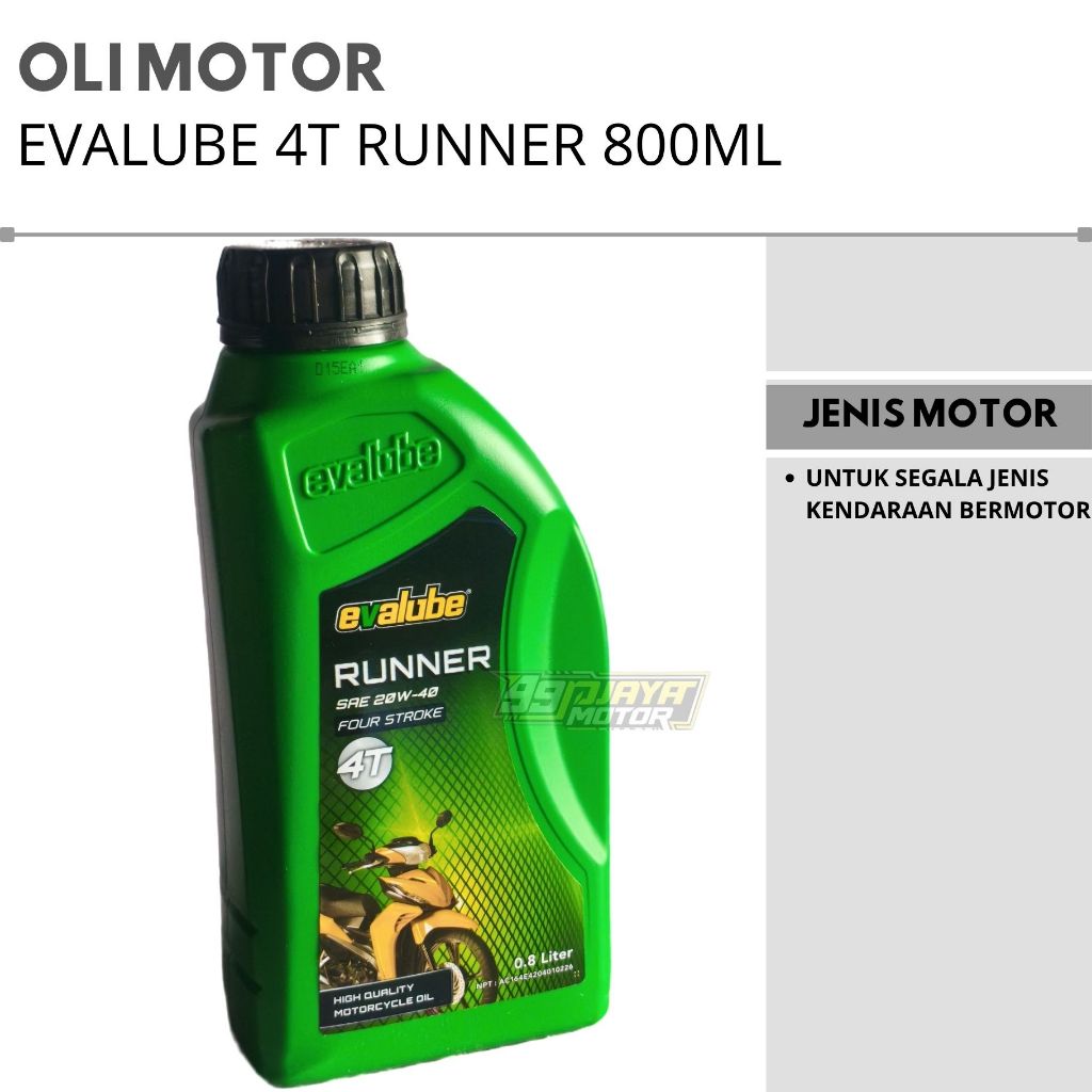 OLI MESIN EVALUBE 4T 4TAK RUNNER SAE 20W-40 0,8 LITER