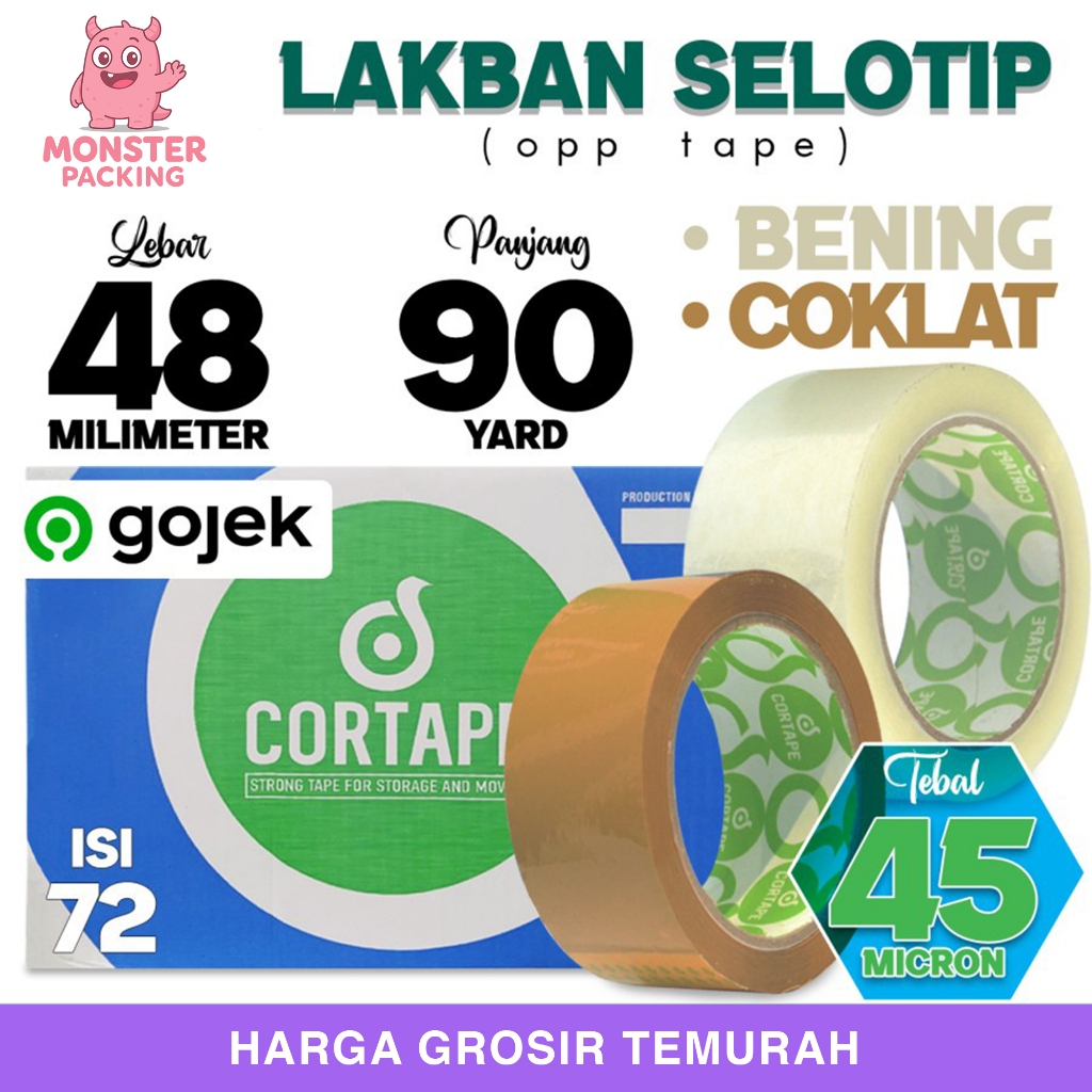 

Lakban 48mm x 90yard CORTAPE plakban isolasi OJOL/DUS ISI 72pcs