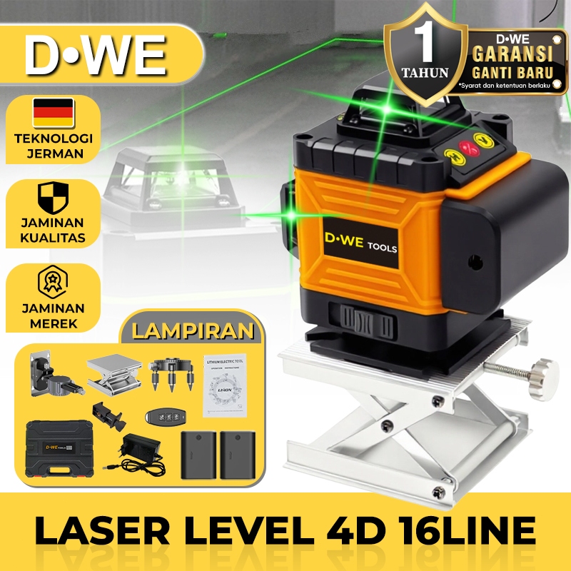 D•WE Laser Level 4D 16 Lines Digital Meteran Laser Multifungsi Level Tingka Waterpas Laser