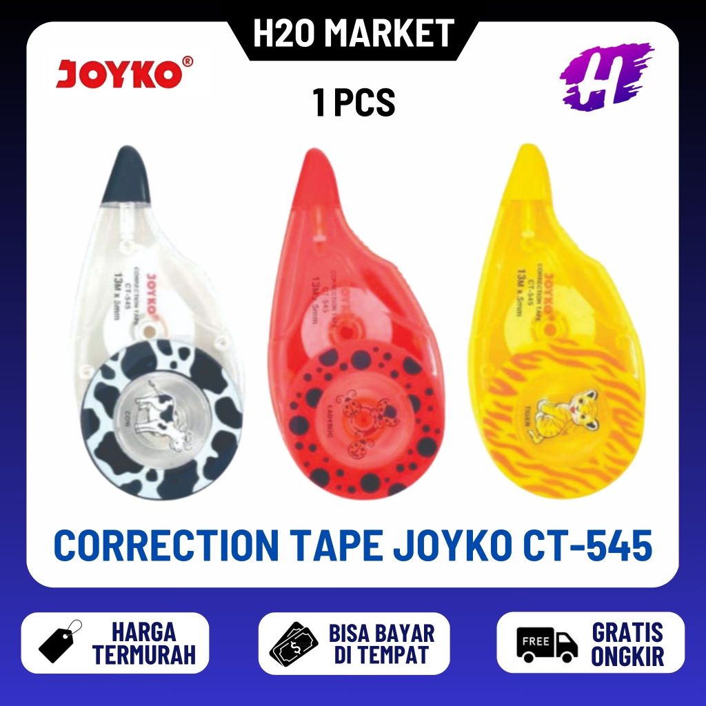 

❤️H2O❤️ Tip-ex Roll Kertas Animal Joyko CT-545 Correction Tape