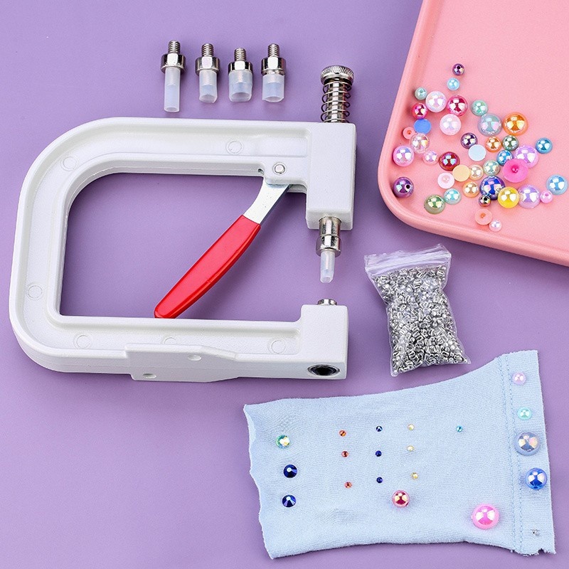 Qiao Alat Pasang Pres Mutiara Putih / Hitam Alat Tembak Mutiara Tanpa Lubang / Alat Pasang Mutiara T