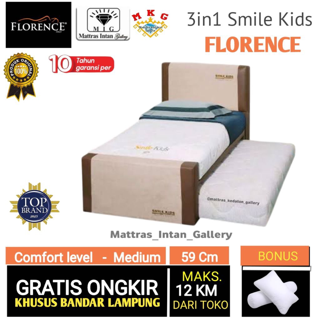 FLORENCE SORONG SMILE KIDS 2IN1 UK 120 - kasur Sorong florence 2 in 1 UK 120 Mattras intan gallery