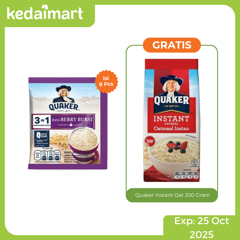 

Buy Quaker Minuman Sereal Rasa Berry Burst Bag Isi 8 X 30 Gram Free Quaker Instant Oat 200 Gram