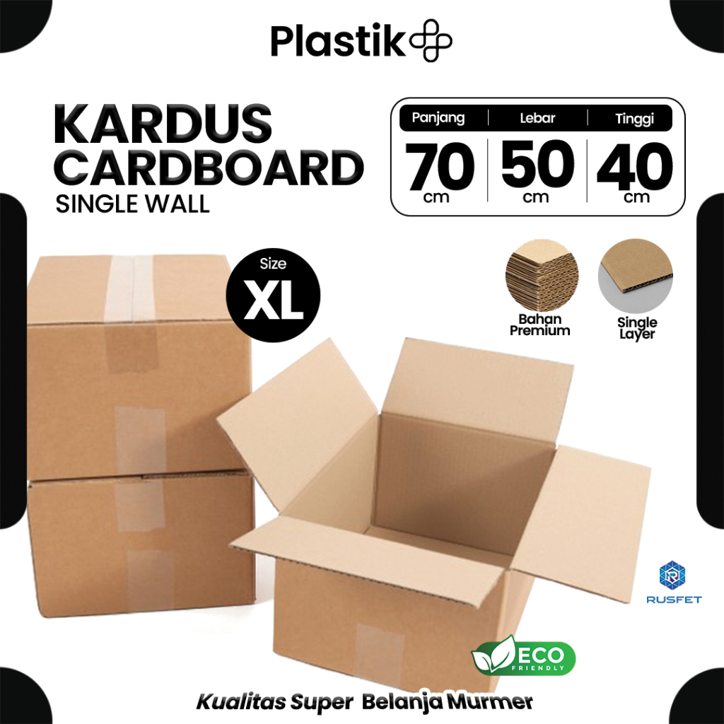 

Kardus Box Packing Dus 70 x 50 x 40 CM Karton Single Layer Coklat Polos Harga Ecer Satuan - Rusfet