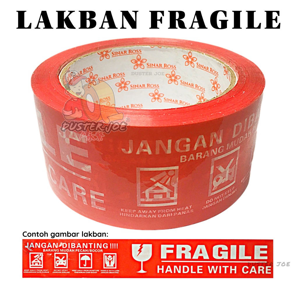 

Lakban Fragile Merah 2 inch 48mm 100 Yard Sinar Ross PER 1 ROL