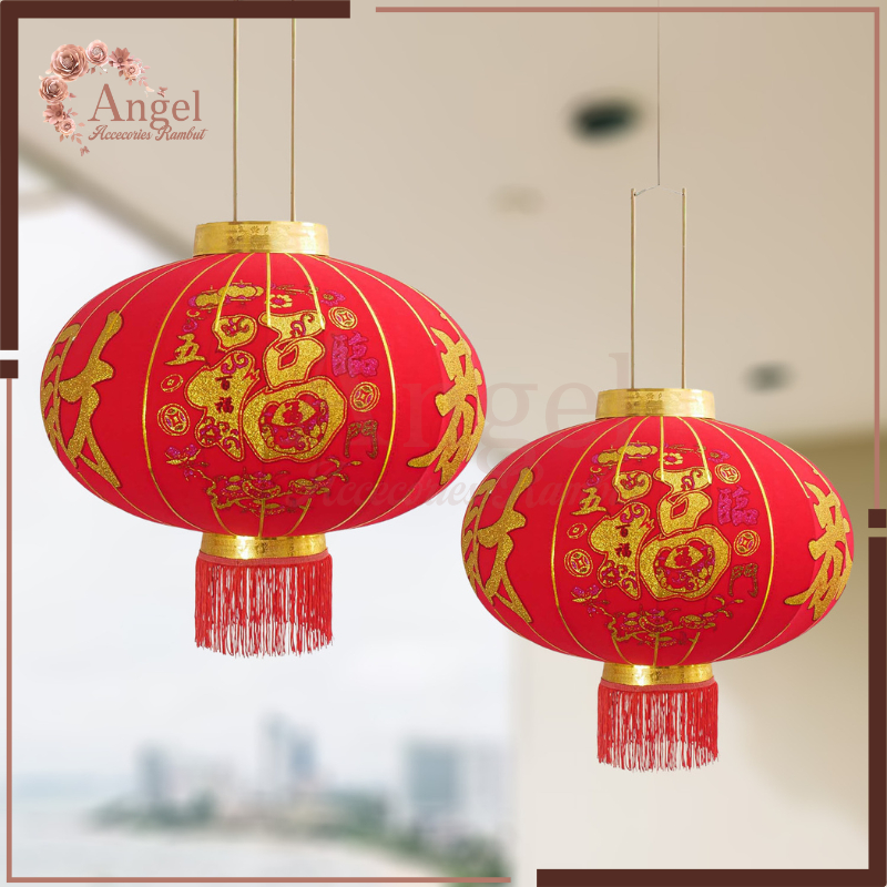 2 PCS LAMPION BELUDRU GONG XI IMLEK HANGING LENTERA LANTERN IMLEK BULAT LIPAT GANTUNG MERAH 120CM MO