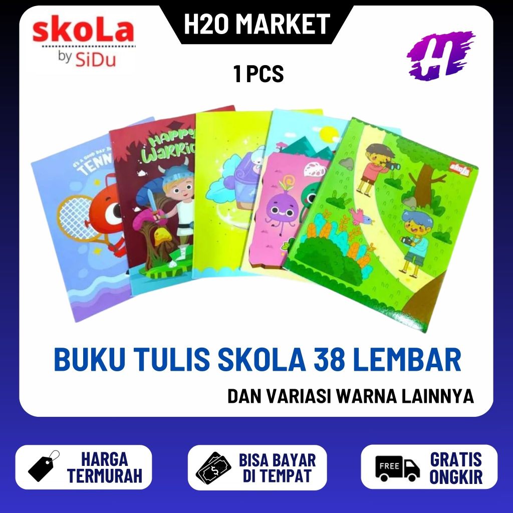 

❤️H2O❤️ Buku Tulis Skola by SIDU 38 Lembar Sinar Dunia Per pcs Isi 1 Pc / Buku Tulis
