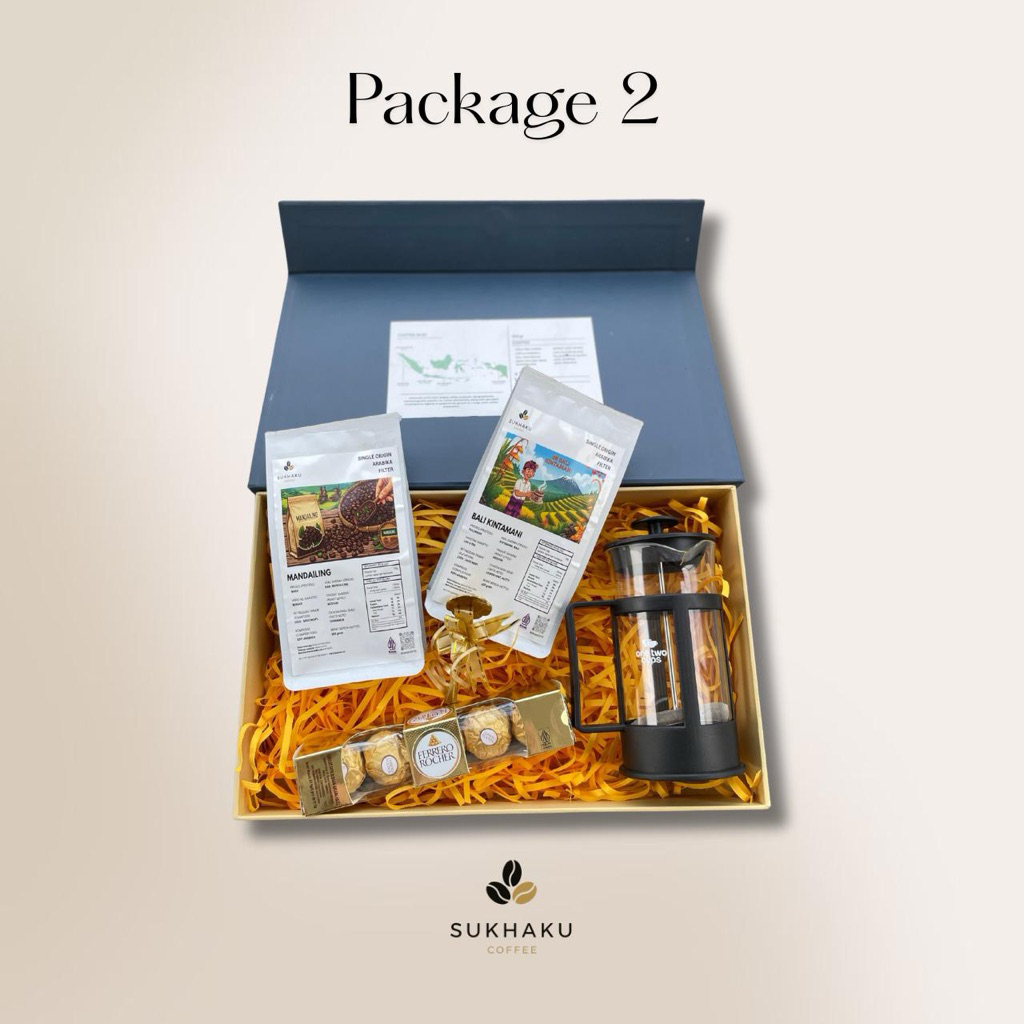 

Sukhaku Coffee - Package 2 | Hampers Kopi dengan Alat Kopi French Press & Cokelat