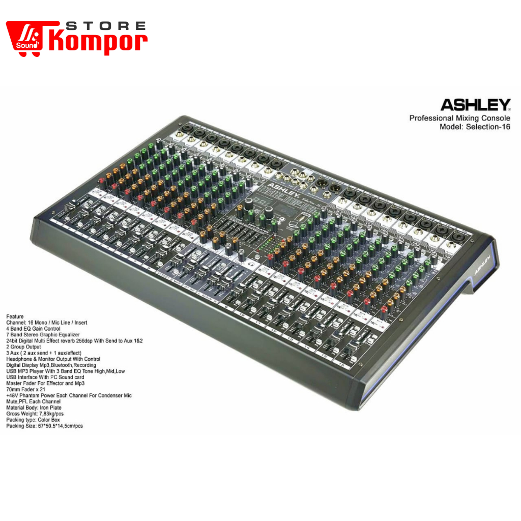 MIXER ASHLEY SELECTION16 ORIGINAL 16 CHANNEL / Ashley Selection 16 / Ashley Selection-16 Bluetooth