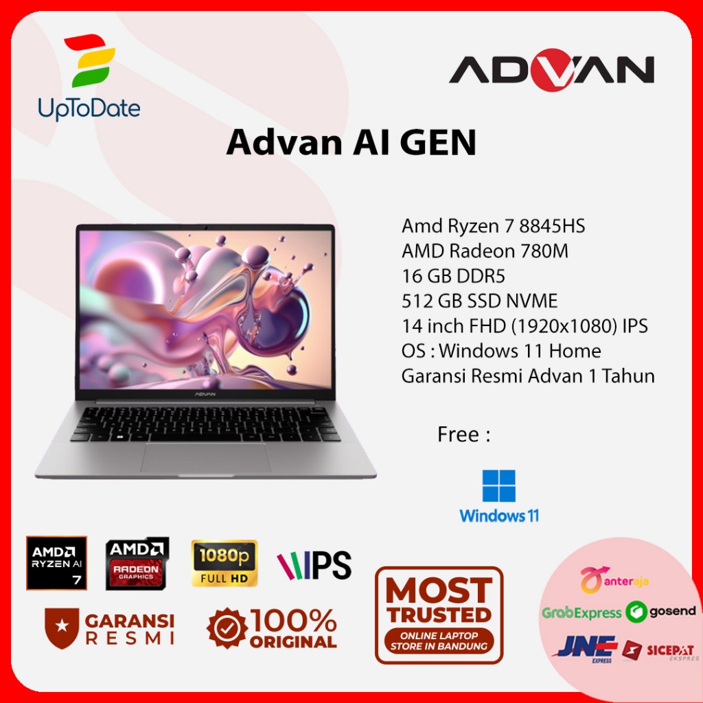 Advan AI GEN AMD Ryzen 7 8845HS 16GB 512SSD 780M W11