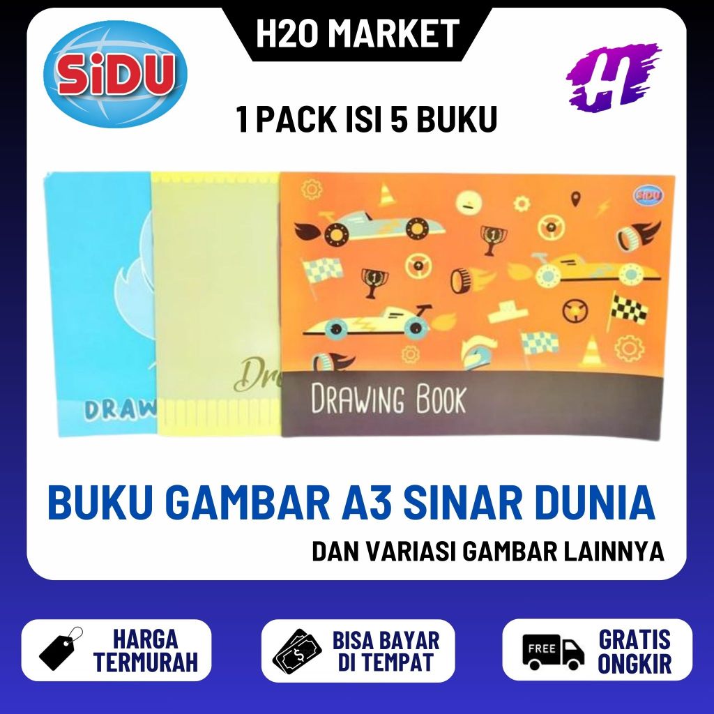

❤️H2O❤️ Buku Gambar besar Ukuran A3 SINAR DUNIA UKURAN BESAR SIDU ( 1 Pak = 5 Pcs )