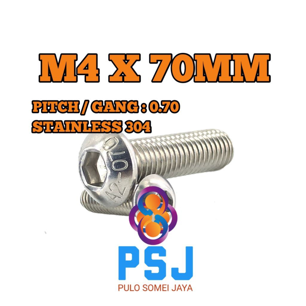 Baut L Button M4 x 70 / Baut Button L M4 x 70 SUS 304
