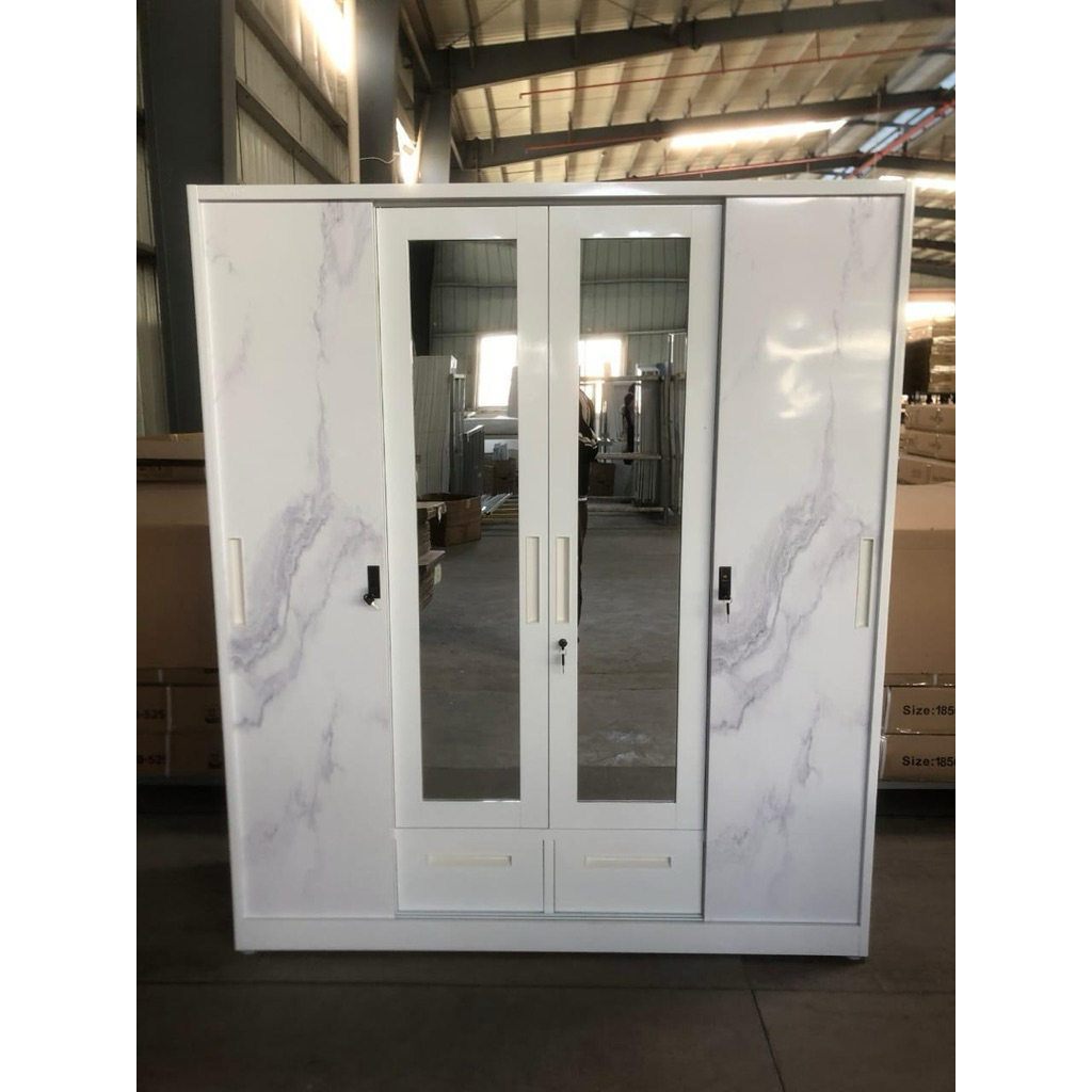 Lemari Pakaian Plat Besi Sliding 4 Pintu