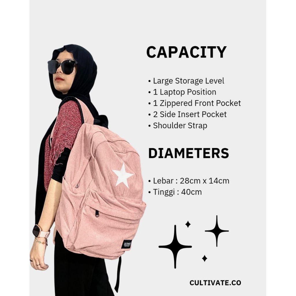 TAS CORDUROY BINTANG DOFF