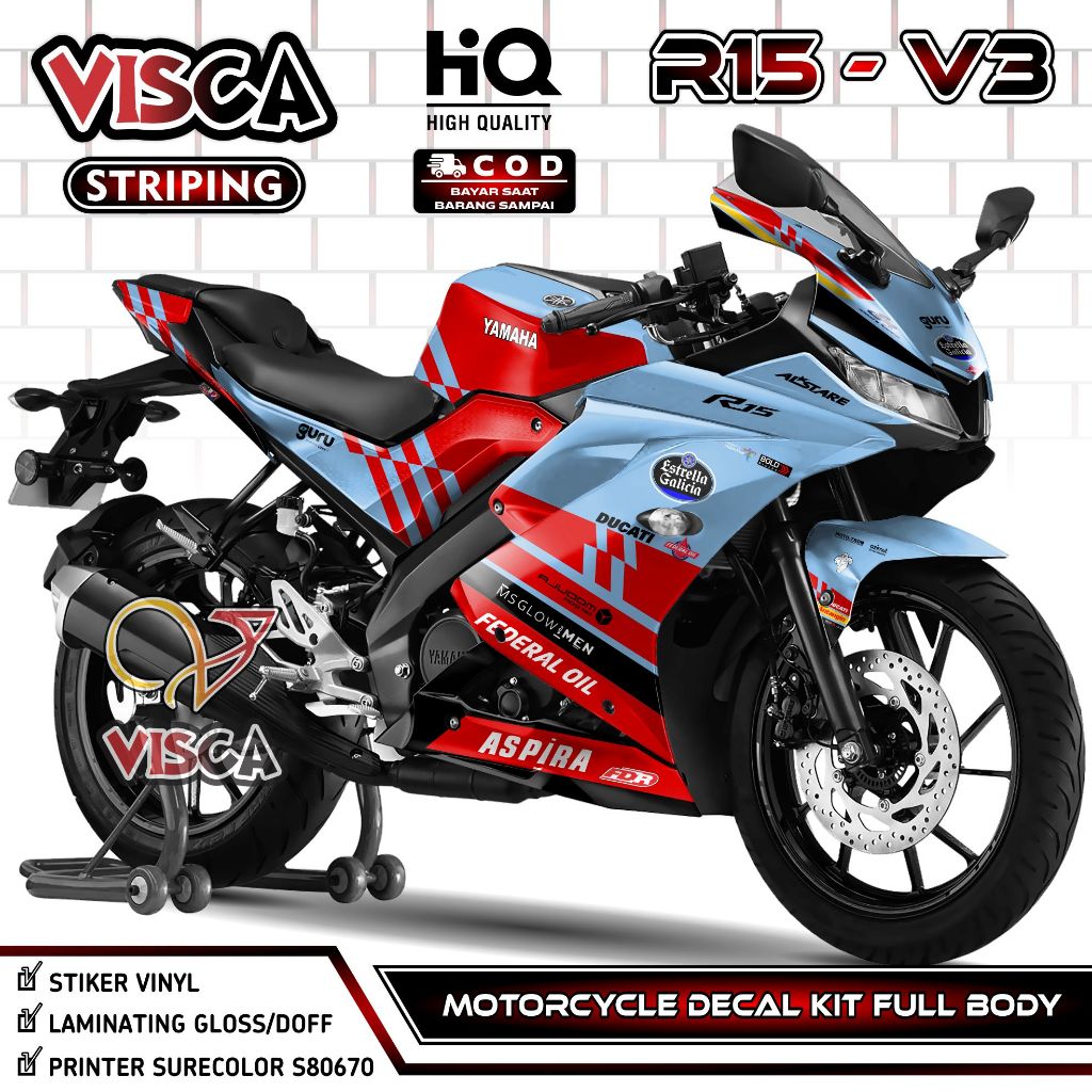 Decal R15 V3 Full Body - Stiker R15 V3 Full Body - Dekal R15 V3 Full Body - Striping R15 V3 Variasi 