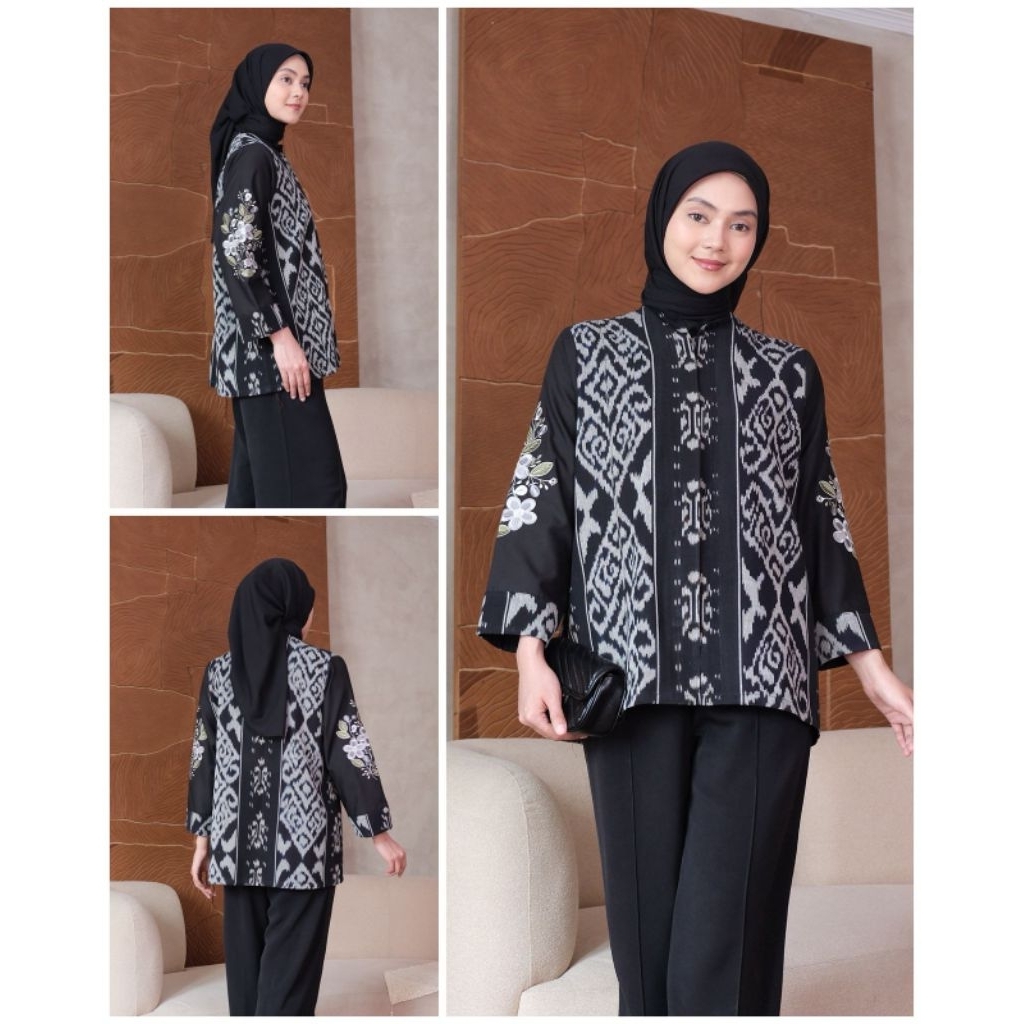 Atasan Tenun Ntt Mix Ima Toyobo Fodu Bordir Premium Di Lengan | Blouse Asli Tenun Ntt | Atasan Butik