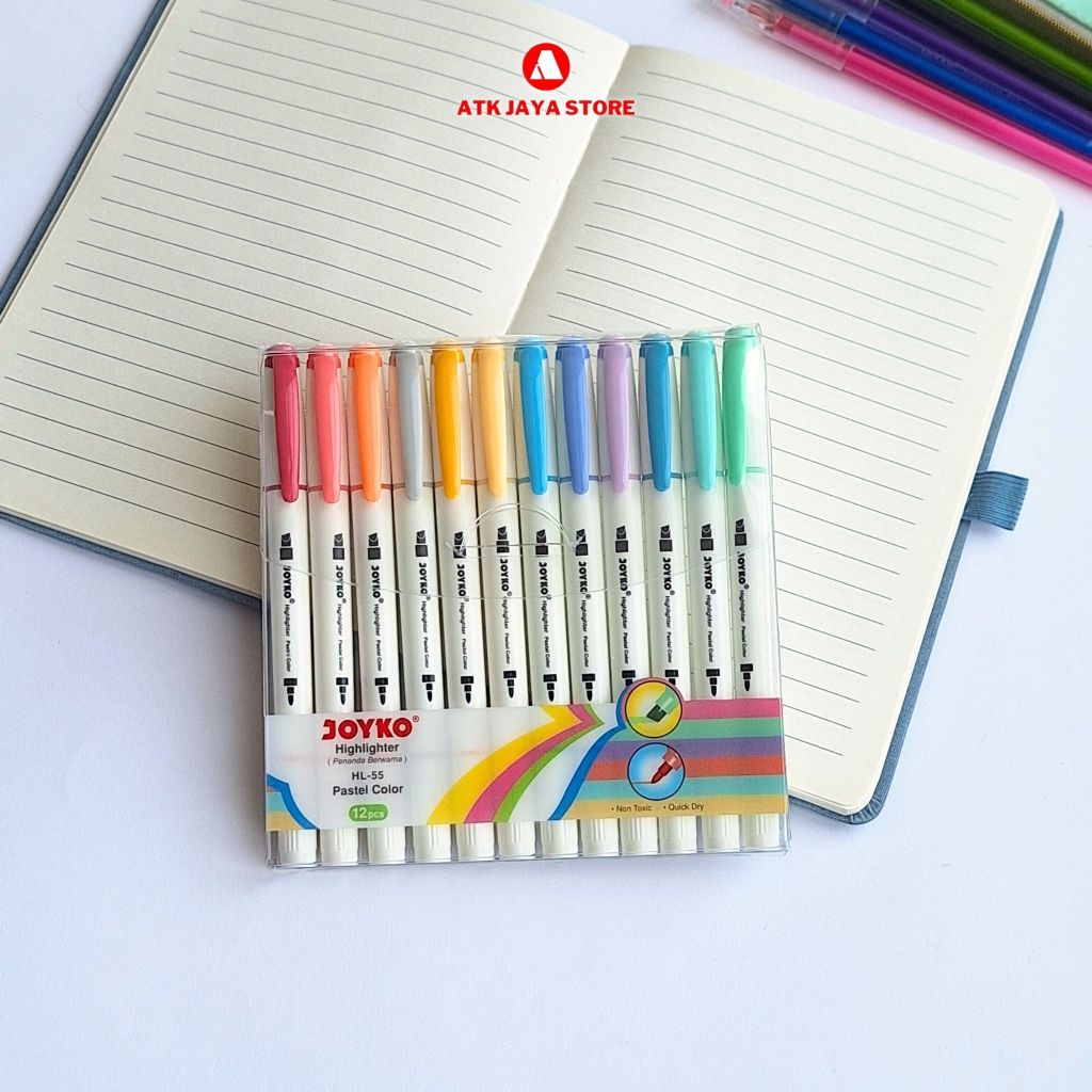 

Dual Tip Highlighter Pastel color Joyko HL-55 / 12 warna