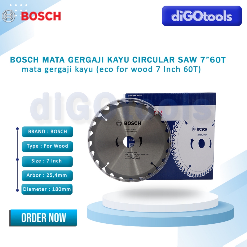 Bosch Mata Gerinda Potong Kayu 7" Bosch 180mm 60T Eco for Wood - Mata Gerinda Kayu 7 circular saw bl