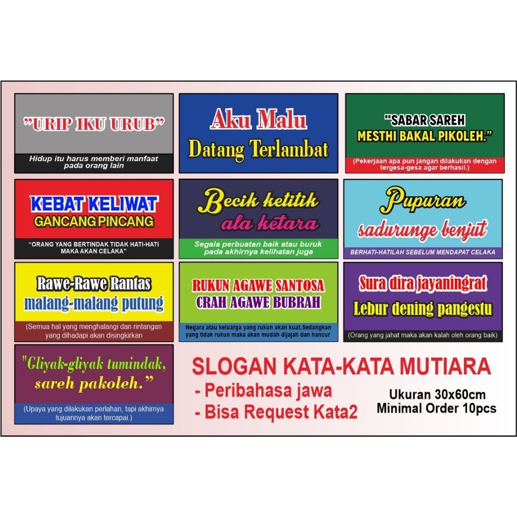 Slogan Kata-Kata Mutiara 30x60cm Sekolah