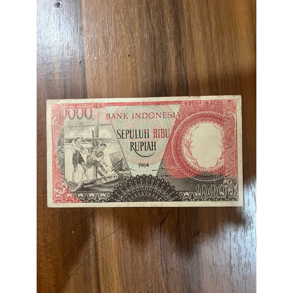 Uang Kertas 10000 Rupiah 1964 Merah Seri Pekerja Koleksi Kuno