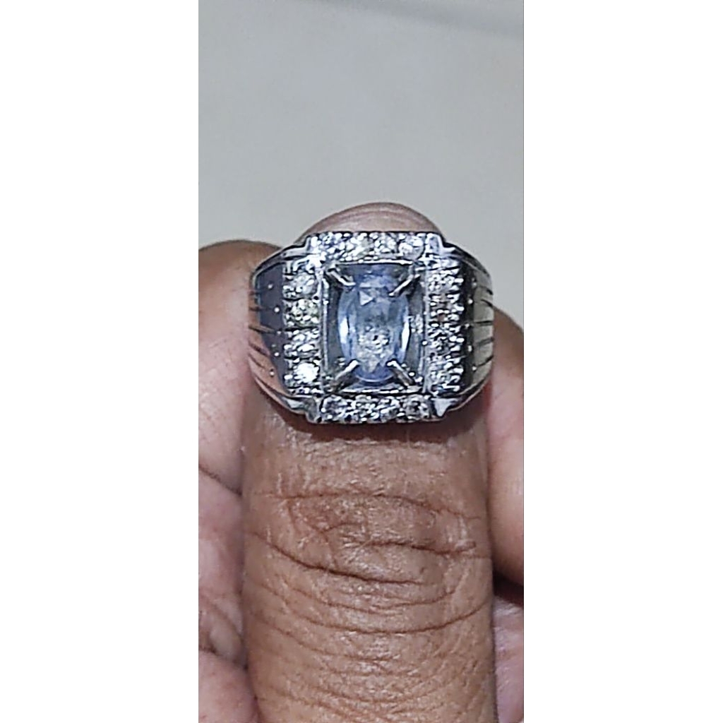 Natural Blue Sapphire dengan Diamond/Berlian