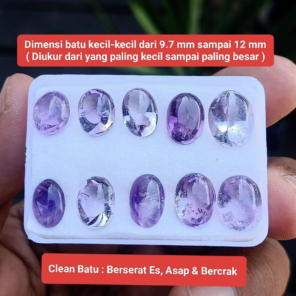 10 biji batu kecubung Kalimantan polos