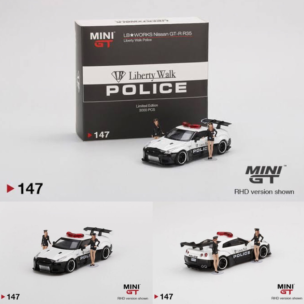 Mini GT No 147 LB Works Nissan GTR R35 Liberty Walk Police Limited Edition
