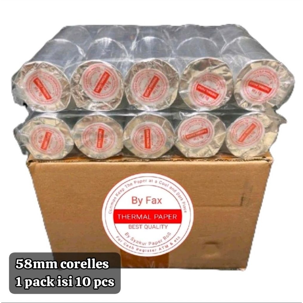 

10 roll kertas struk thermal murah edc 58x40 coreles panjang 18meter