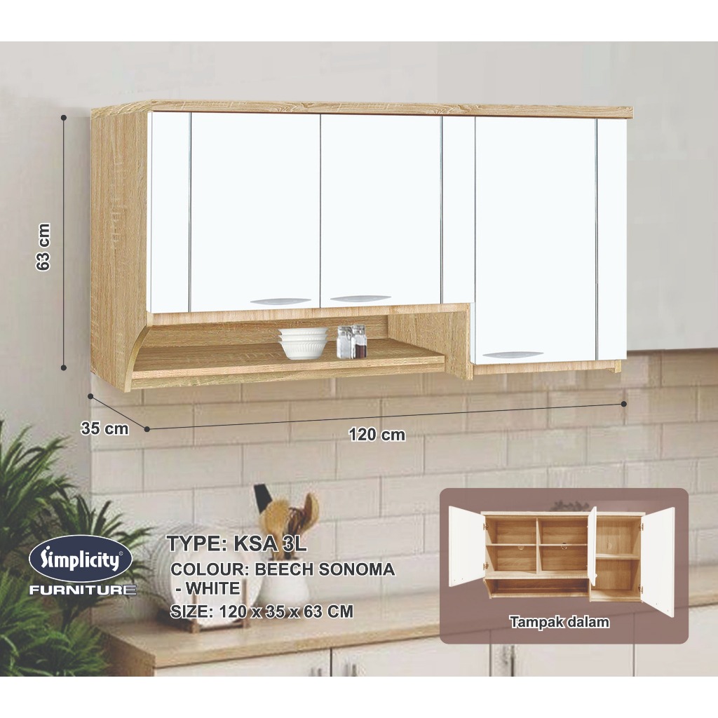Acria - Simplicity Kitchen Set Atas | Kitchen Set | Lemari Atas Kitchen Set | Rak Gantung Minimalis 