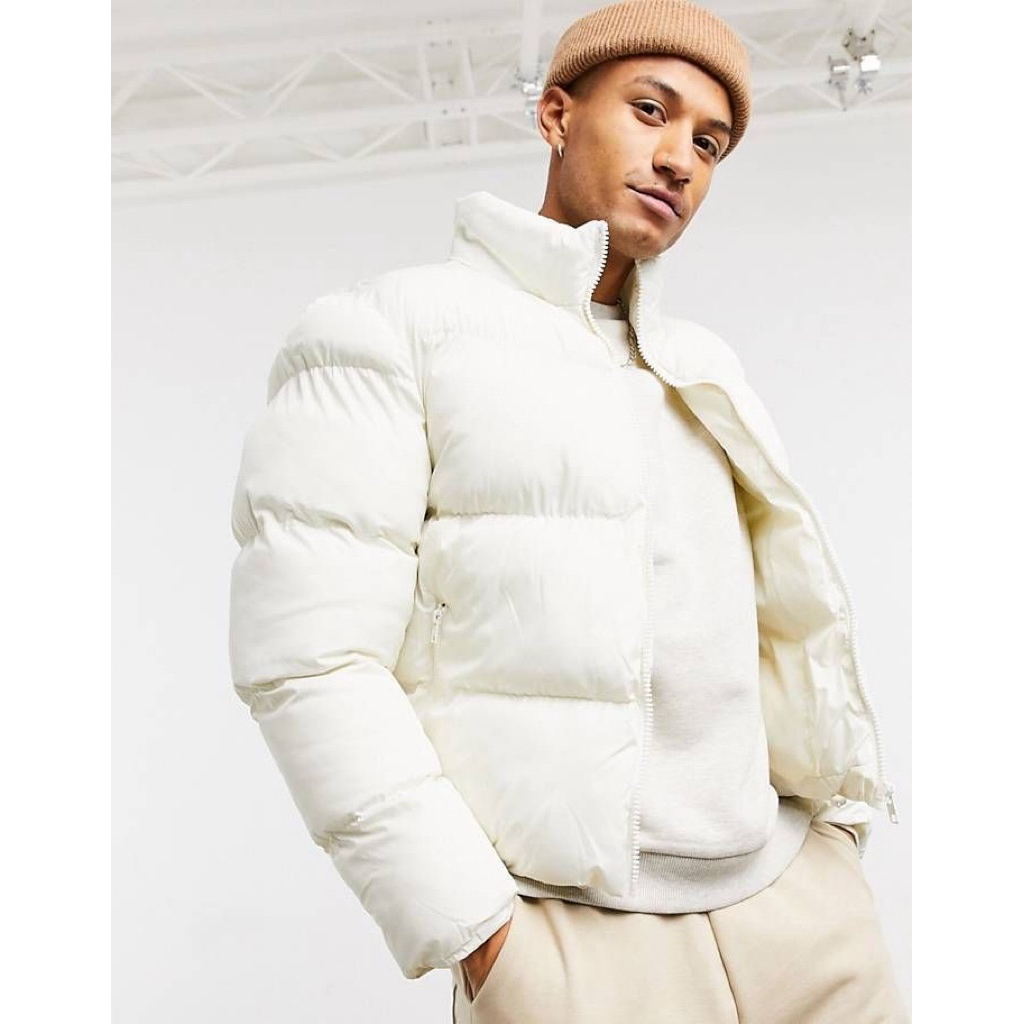 Jacket Puffer white  Musim Dingin Unisex