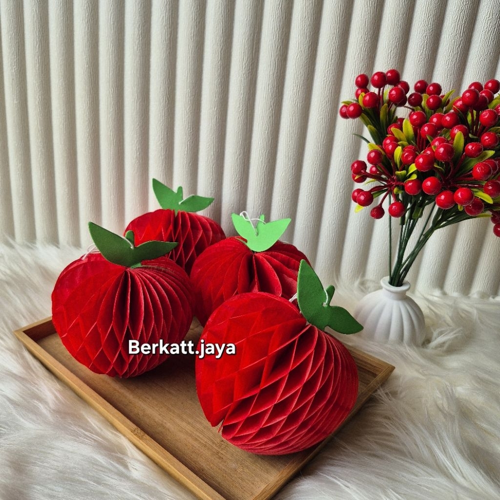 GROSIR Gantungan Honeycomb Apple 12cm/ honeycomb apple hiasan imlek natal