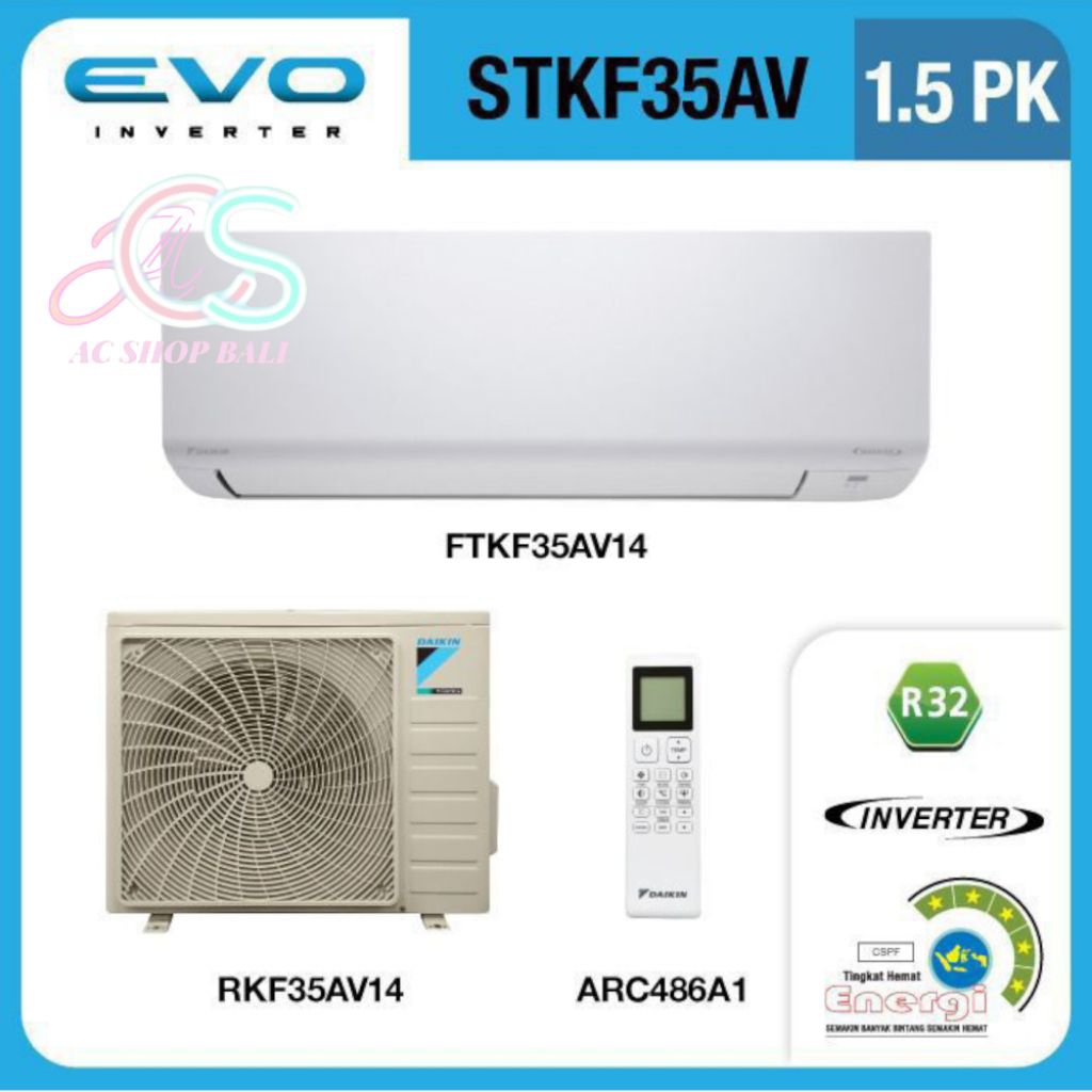Ac Daikin Evo Inverter 1.5 Pk R32 FTKF35AV Ac Daikin Low Watt