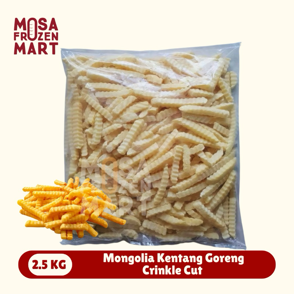 

Mongolia French Fries Crinkle Cut 2,5 Kg | Kentang Goreng Beku