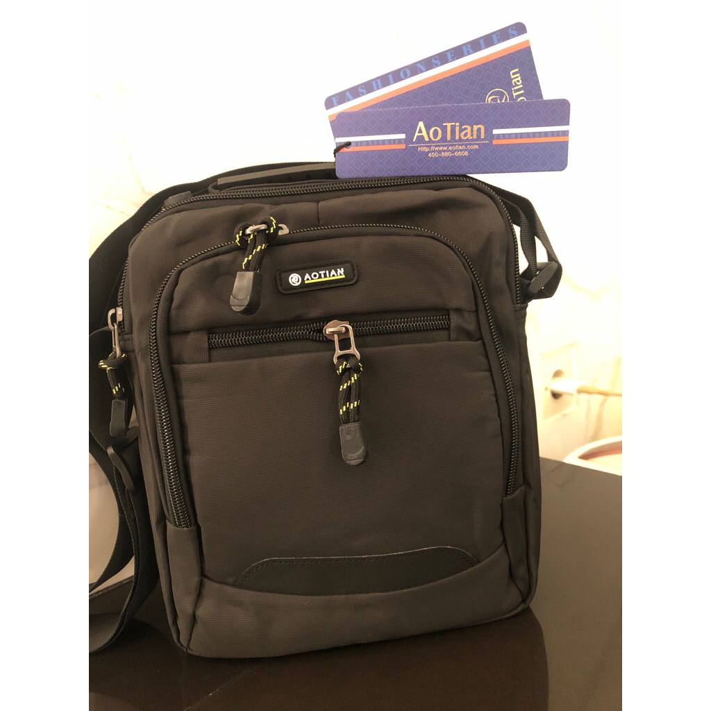 SLING BAG AOTIAN COWOK FULL BLACK