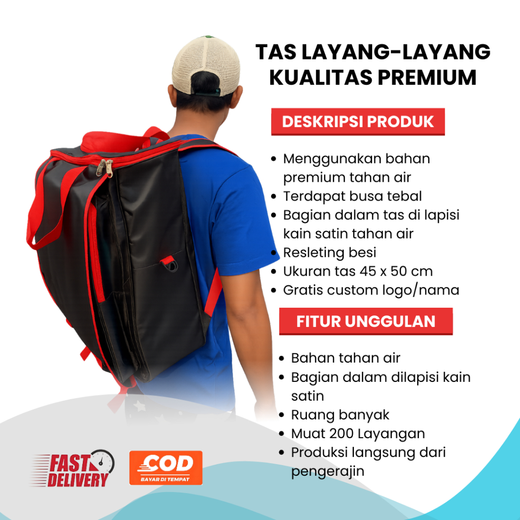 Tas Layangan Premium Tahan Air Custom Logo