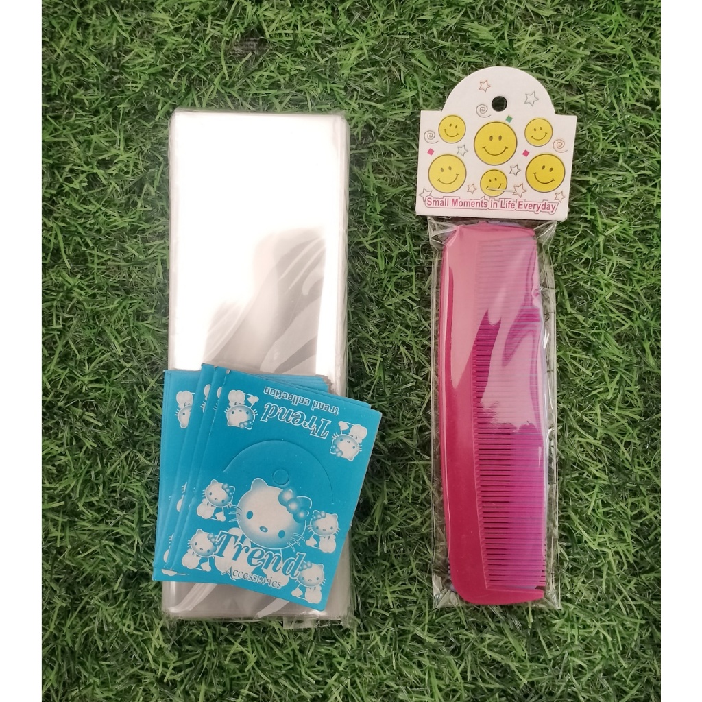 100 set Plastik dan Kertas Label Aksesoris Sisir Saku Kemasan Plastik Aksesoris