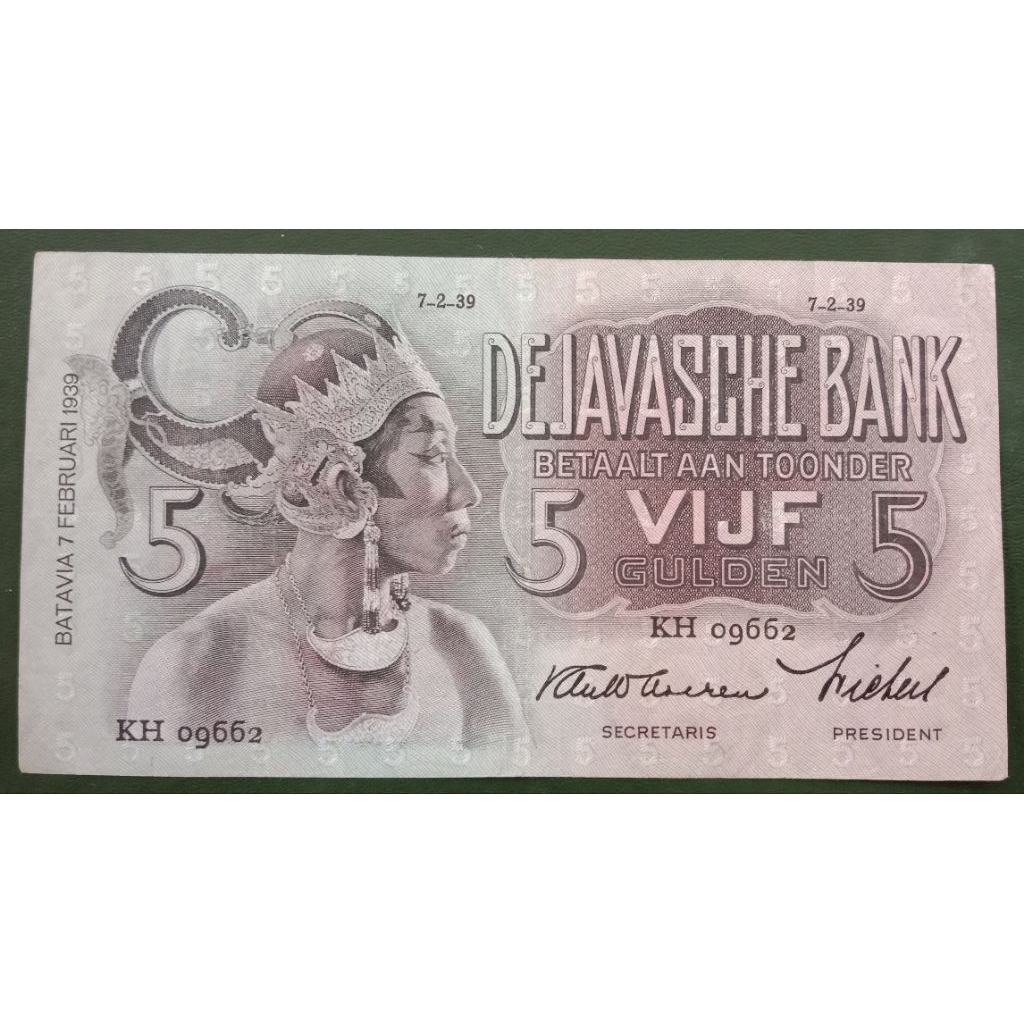 UANGKUNO 5 GULDEN WAYANG THN 1939