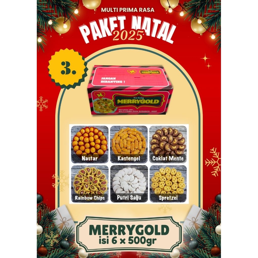 

Paket Merrygold Cookies Natal isi 6 kue kering Multi Prima Rasa