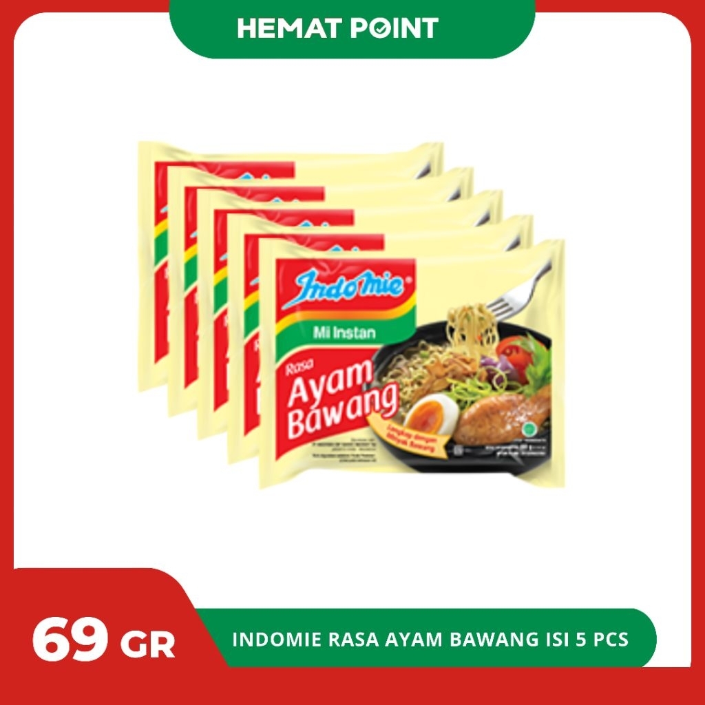 

Indomie Rasa Ayam Bawang Isi 5 PCS - Paket Hemat Mi Instan 69 Gr